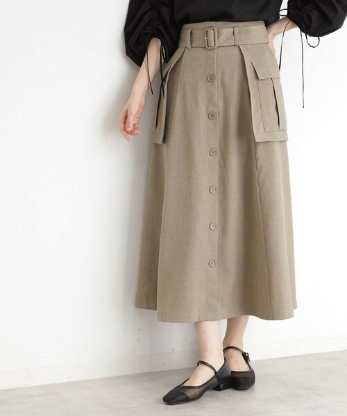 THE SHOP TK/ザ ショップ ティーケー フラップベルト付きスカート【洗える】 カーキ(027) 13(L) THE SHOP TK/ザ ショップ ティーケー フラップベルト付きスカート【洗える】 カーキ(027) 13(L)