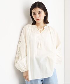 THE SHOP TK / ザ ショップ ティーケー シャツ・ブラウス | 袖刺繍コットンブラウス【洗える】