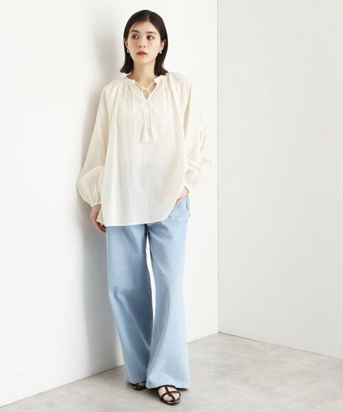 THE SHOP TK / ザ ショップ ティーケー シャツ・ブラウス | 袖刺繍コットンブラウス【洗える】 | 詳細2