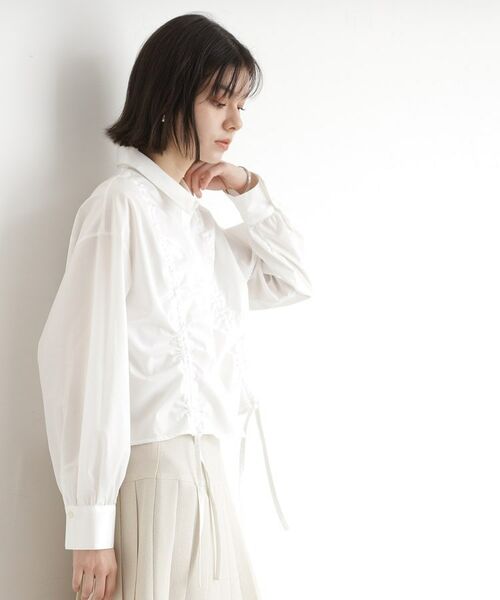 THE SHOP TK / ザ ショップ ティーケー シャツ・ブラウス | リボンギャザーシャツ【洗濯機OK】 | 詳細1