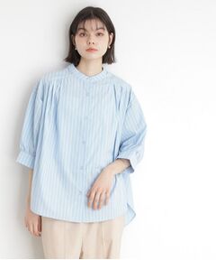 THE SHOP TK / ザ ショップ ティーケー シャツ・ブラウス | 【体型カバー】6分袖バックシャーリングシャツ/洗える