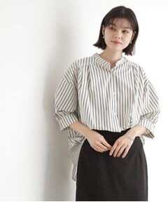 THE SHOP TK / ザ ショップ ティーケー シャツ・ブラウス | 【体型カバー】6分袖バックシャーリングシャツ/洗える