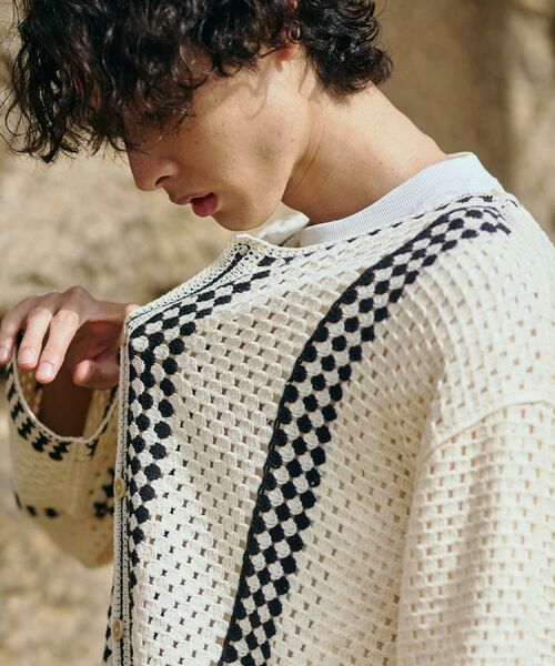 THE SHOP TK / ザ ショップ ティーケー カーディガン・ボレロ | クロシェ編み風ニットカーディガン | 詳細1