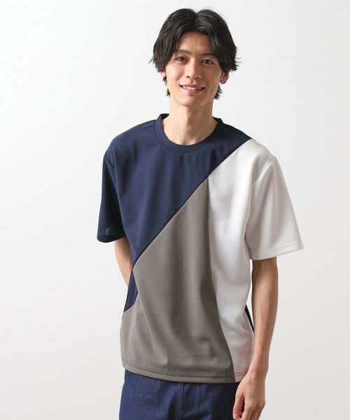 THE SHOP TK / ザ ショップ ティーケー カットソー | アムンゼン異素材切替半袖Tシャツ | 詳細14