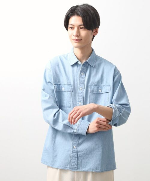 THE SHOP TK / ザ ショップ ティーケー シャツ・ブラウス | リネンブレンドデニムシャツ | 詳細4