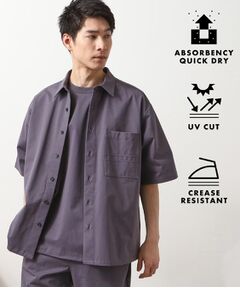 THE SHOP TK / ザ ショップ ティーケー シャツ・ブラウス | パーフェクテックツイル5分袖シャツ【セットアップ可/吸水速乾/UVカット/アンチピリング】