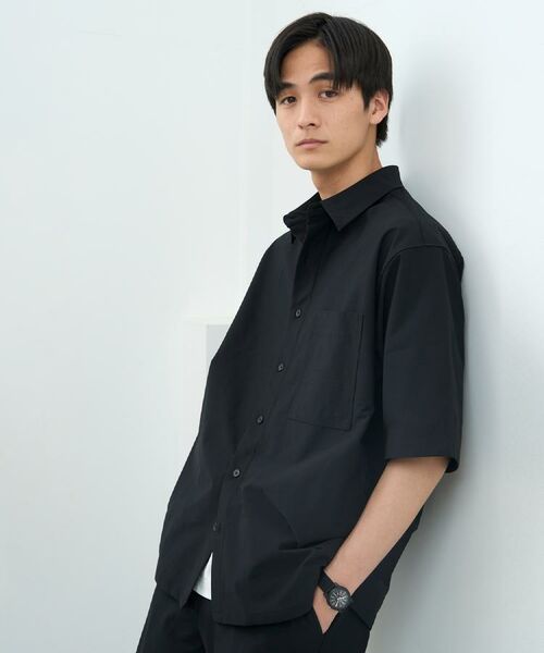 THE SHOP TK / ザ ショップ ティーケー シャツ・ブラウス | パーフェクテックツイル5分袖シャツ【セットアップ可/吸水速乾/UVカット/アンチピリング】 | 詳細1