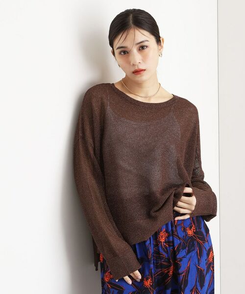 THE SHOP TK/ザ ショップ ティーケー ラメメッシュニット ブラウン(044) 12(M) THE SHOP TK/ザ ショップ ティーケー ラメメッシュニット ブラウン(044) 12(M)