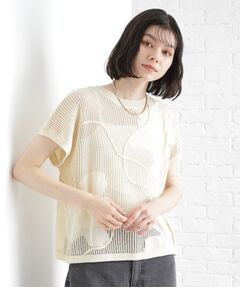 コード刺繍シアーニット【洗える】