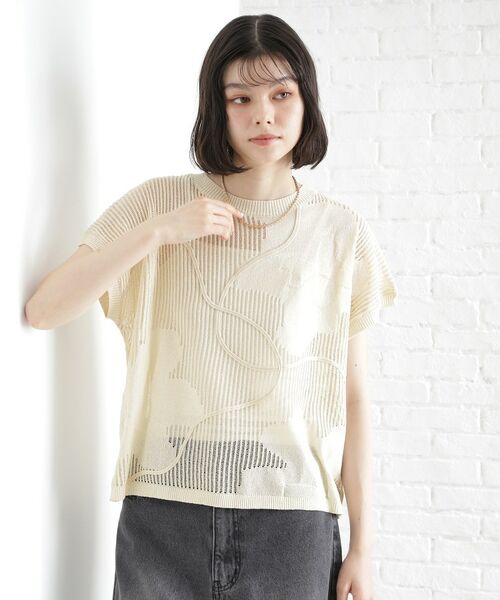 THE SHOP TK / ザ ショップ ティーケー ニット・セーター | コード刺繍シアーニット【洗える】 | 詳細1