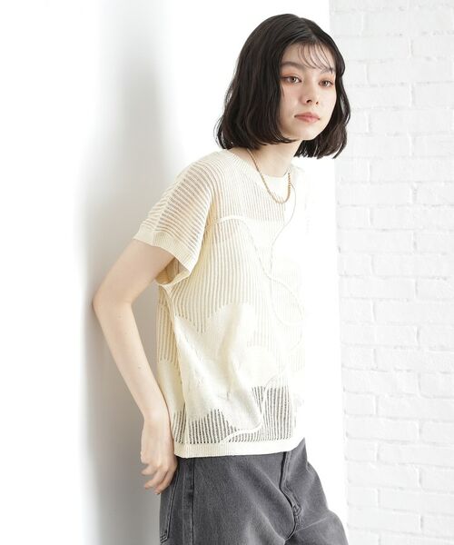 THE SHOP TK / ザ ショップ ティーケー ニット・セーター | コード刺繍シアーニット【洗える】 | 詳細2