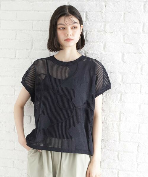 THE SHOP TK / ザ ショップ ティーケー ニット・セーター | コード刺繍シアーニット【洗える】 | 詳細5