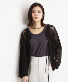 THE SHOP TK / ザ ショップ ティーケー その他トップス | 【前後2WAY】タンク付透かし柄ニット/洗える