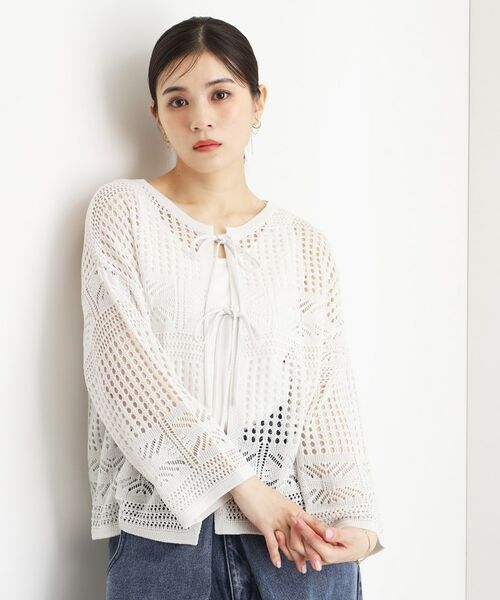 THE SHOP TK / ザ ショップ ティーケー その他トップス | 【前後2WAY】タンク付透かし柄ニット/洗える | 詳細1