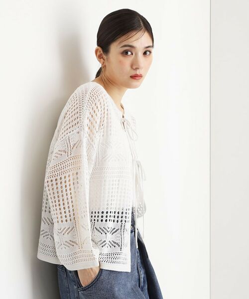 THE SHOP TK / ザ ショップ ティーケー その他トップス | 【前後2WAY】タンク付透かし柄ニット/洗える | 詳細2