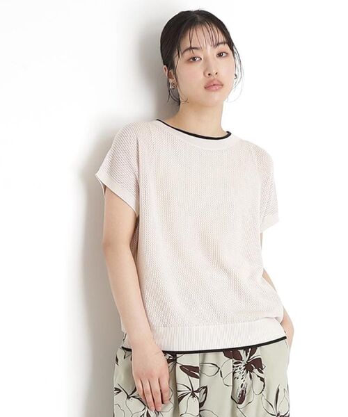 THE SHOP TK / ザ ショップ ティーケー その他トップス | フレンチスリーブメッシュニットタンクセット【洗える】 | 詳細1