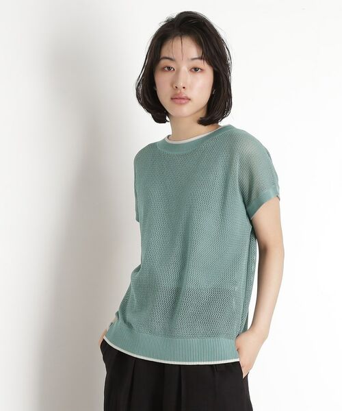 THE SHOP TK / ザ ショップ ティーケー その他トップス | フレンチスリーブメッシュニットタンクセット【洗える】 | 詳細14
