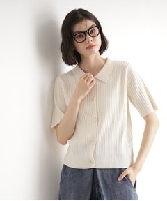 リブニットポロシャツ【洗濯機OK】