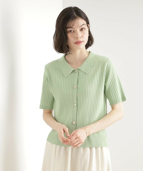 THE SHOP TK/ザ ショップ ティーケー リブポロニット【洗濯機OK】 ミントグリーン(021) 12(M) THE SHOP TK/ザ ショップ ティーケー リブポロニット【洗濯機OK】 ミントグリーン(021) 12(M)