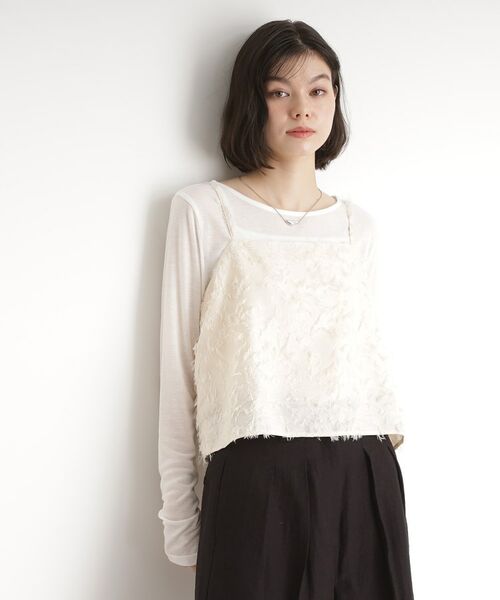 THE SHOP TK / ザ ショップ ティーケー その他トップス | シアーフライスセットビスチェ【洗える】 | 詳細1