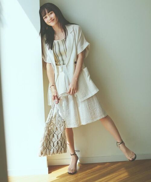 THE SHOP TK / ザ ショップ ティーケー テーラードジャケット | リネン混半袖テーラージャケット【洗える/セットアップ可】 | 詳細1