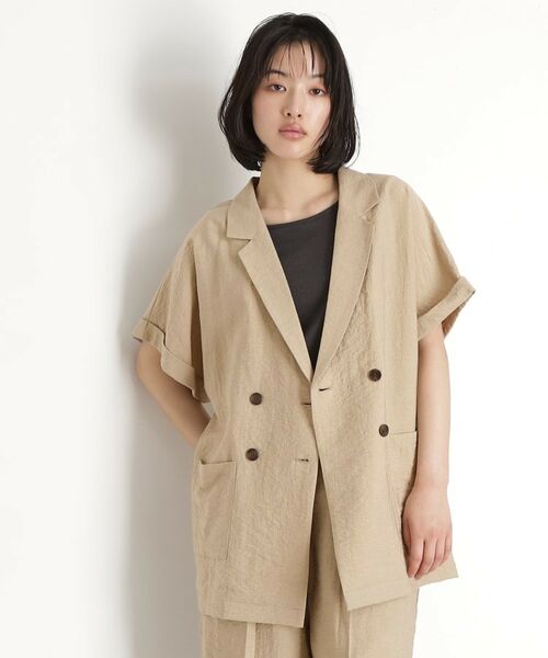 THE SHOP TK / ザ ショップ ティーケー テーラードジャケット | リネン混半袖テーラージャケット【洗える/セットアップ可】 | 詳細15