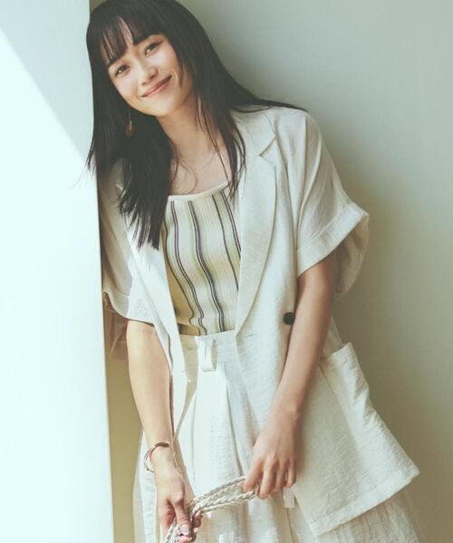 THE SHOP TK / ザ ショップ ティーケー テーラードジャケット | リネン混半袖テーラージャケット【洗える/セットアップ可】 | 詳細2