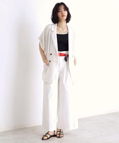 THE SHOP TK / ザ ショップ ティーケー パンツ | ハイウエストタックワイドパンツ【洗える】 | 詳細2