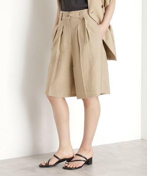 THE SHOP TK/ザ ショップ ティーケー リネン混ハーフパンツ【洗える/セットアップ可】 ベージュ(052) 12(M) THE SHOP TK/ザ ショップ ティーケー リネン混ハーフパンツ【洗える/セットアップ可】 ベージュ(052) 12(M)