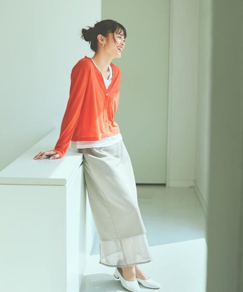 THE SHOP TK / ザ ショップ ティーケー ロング・マキシ丈スカート | 裾シアーナロースカート【洗える】 | 詳細1