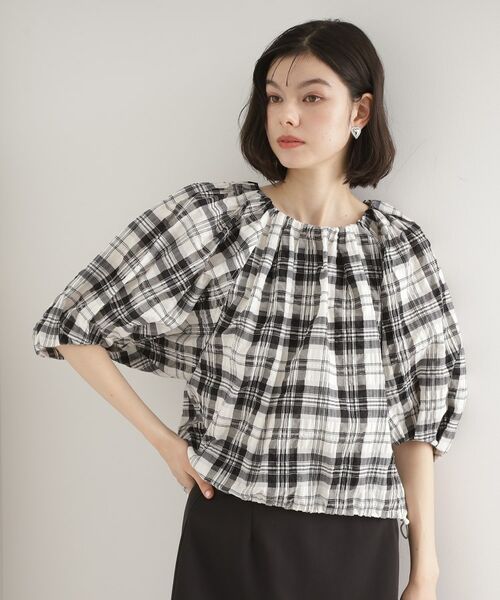 THE SHOP TK / ザ ショップ ティーケー シャツ・ブラウス | チェックギャザーブラウス【洗える】 | 詳細1