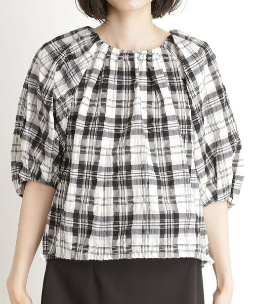 THE SHOP TK / ザ ショップ ティーケー シャツ・ブラウス | チェックギャザーブラウス【洗える】 | 詳細12