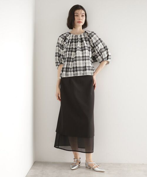 THE SHOP TK / ザ ショップ ティーケー シャツ・ブラウス | チェックギャザーブラウス【洗える】 | 詳細3