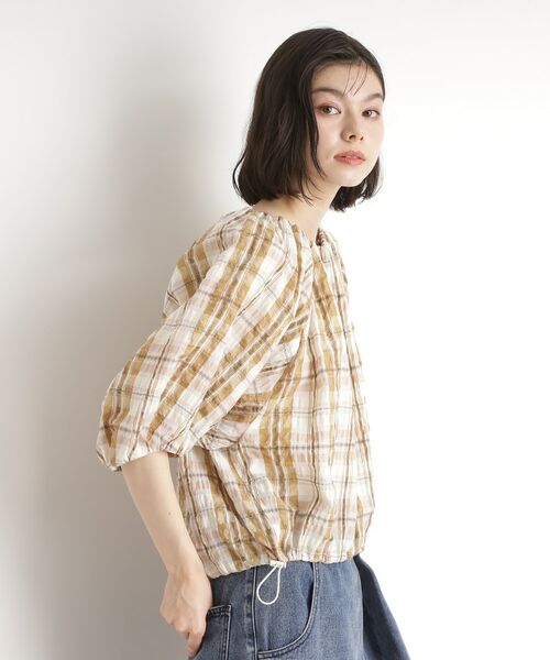 THE SHOP TK / ザ ショップ ティーケー シャツ・ブラウス | チェックギャザーブラウス【洗える】 | 詳細5