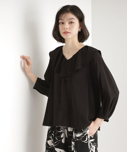 THE SHOP TK / ザ ショップ ティーケー シャツ・ブラウス | ラッフルカラーブラウス【洗濯機OK】 | 詳細1