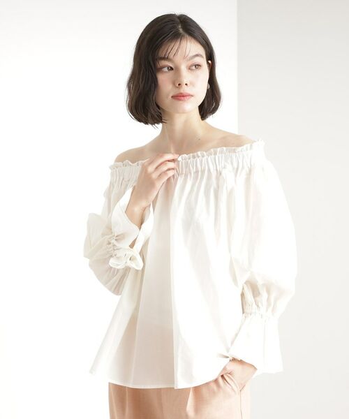 THE SHOP TK/ザ ショップ ティーケー 【前後2WAY】ギャザーブラウス/洗濯機OK アイボリー(004) 13(L) THE SHOP TK/ザ ショップ ティーケー 【前後2WAY】ギャザーブラウス/洗濯機OK アイボリー(004) 13(L)