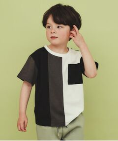 THE SHOP TK / ザ ショップ ティーケー Tシャツ | 【110-160/洗濯機OK】縦切替えポケットTシャツ