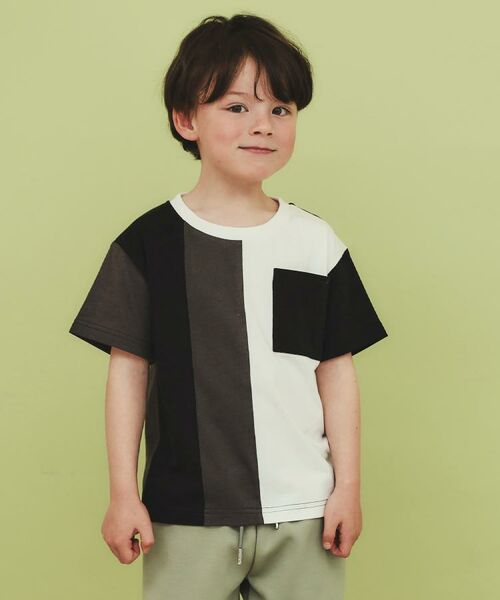 THE SHOP TK / ザ ショップ ティーケー Tシャツ | 【110-160/洗濯機OK】縦切替えポケットTシャツ | 詳細1