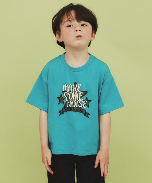 THE SHOP TK / ザ ショップ ティーケー Tシャツ | 【110-150/6色展開】アソートプリントTシャツ/洗濯機OK(ブルーグリーン(297))