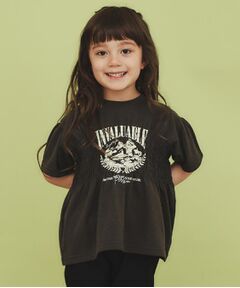 THE SHOP TK / ザ ショップ ティーケー カットソー | 【110-150】シャーリングロゴTシャツ/ママとおそろい・洗濯機OK