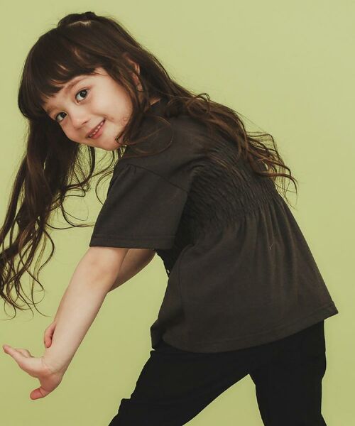 THE SHOP TK / ザ ショップ ティーケー カットソー | 【110-150】シャーリングロゴTシャツ/ママとおそろい・洗濯機OK | 詳細2