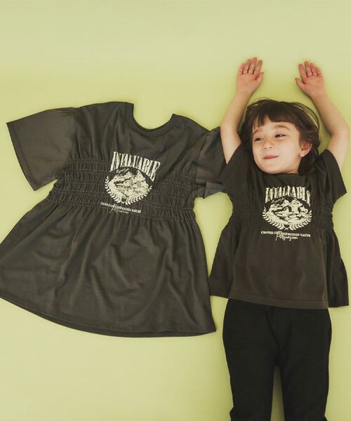 THE SHOP TK / ザ ショップ ティーケー カットソー | 【110-150】シャーリングロゴTシャツ/ママとおそろい・洗濯機OK | 詳細5