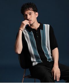 THE SHOP TK / ザ ショップ ティーケー ポロシャツ | 【日本テレビ系　ダメマネ！出演　鈴木仁さん着用】マルチストライプニットポロシャツ