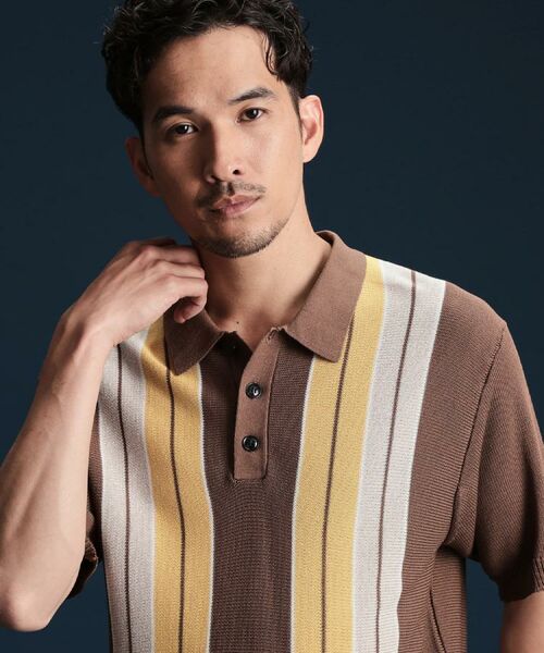 THE SHOP TK / ザ ショップ ティーケー ポロシャツ | 【日本テレビ系　ダメマネ！出演　鈴木仁さん着用】マルチストライプニットポロシャツ | 詳細1