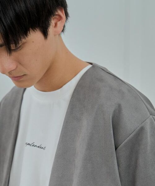 THE SHOP TK / ザ ショップ ティーケー カーディガン・ボレロ | フェイクスウェードアンサンブルカーディガン【五分袖カーディガン＋半袖Tシャツセットアイテム】 | 詳細1