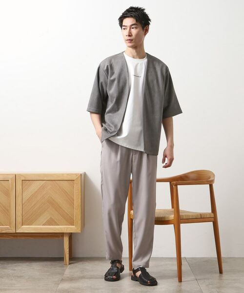 THE SHOP TK / ザ ショップ ティーケー カーディガン・ボレロ | フェイクスウェードアンサンブルカーディガン【五分袖カーディガン＋半袖Tシャツセットアイテム】 | 詳細7