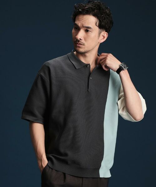 THE SHOP TK / ザ ショップ ティーケー ポロシャツ | パネルニットポロシャツ | 詳細2