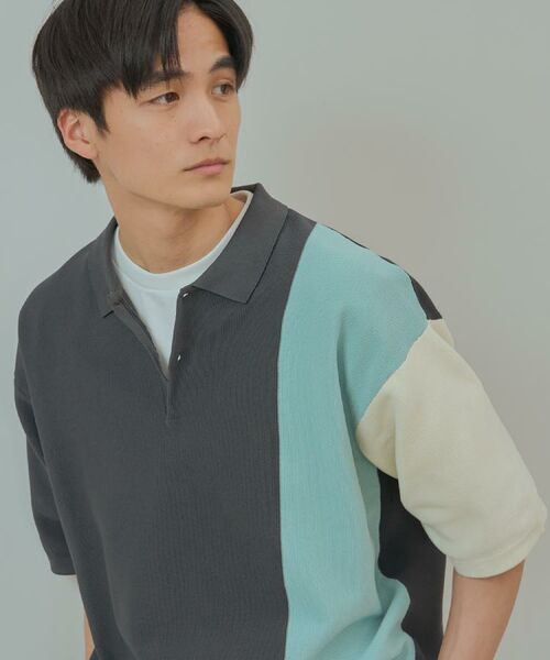 THE SHOP TK / ザ ショップ ティーケー ポロシャツ | パネルニットポロシャツ | 詳細5