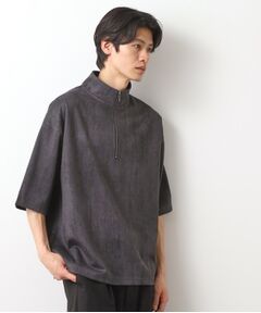 THE SHOP TK / ザ ショップ ティーケー カットソー | スウェードプリントハーフジッププルオーバー　【オーバーサイズ/洗濯機OK】