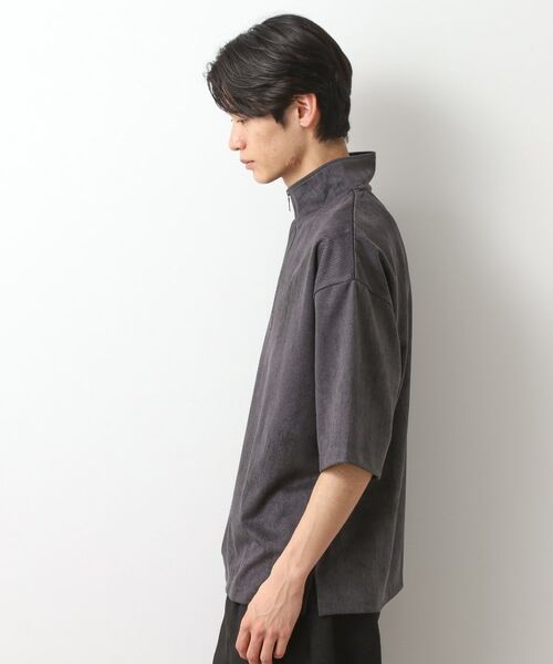 THE SHOP TK / ザ ショップ ティーケー カットソー | スウェードプリントハーフジッププルオーバー　【オーバーサイズ/洗濯機OK】 | 詳細1